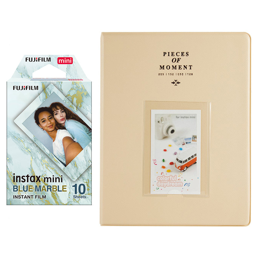 Fujifilm Instax Mini 10X1 blue marble Instant Film With 128-sheet Album for mini film Beige