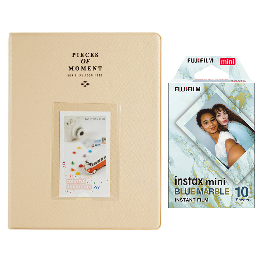 Fujifilm Instax Mini 10X1 blue marble Instant Film With 128-sheet Album for mini film Beige