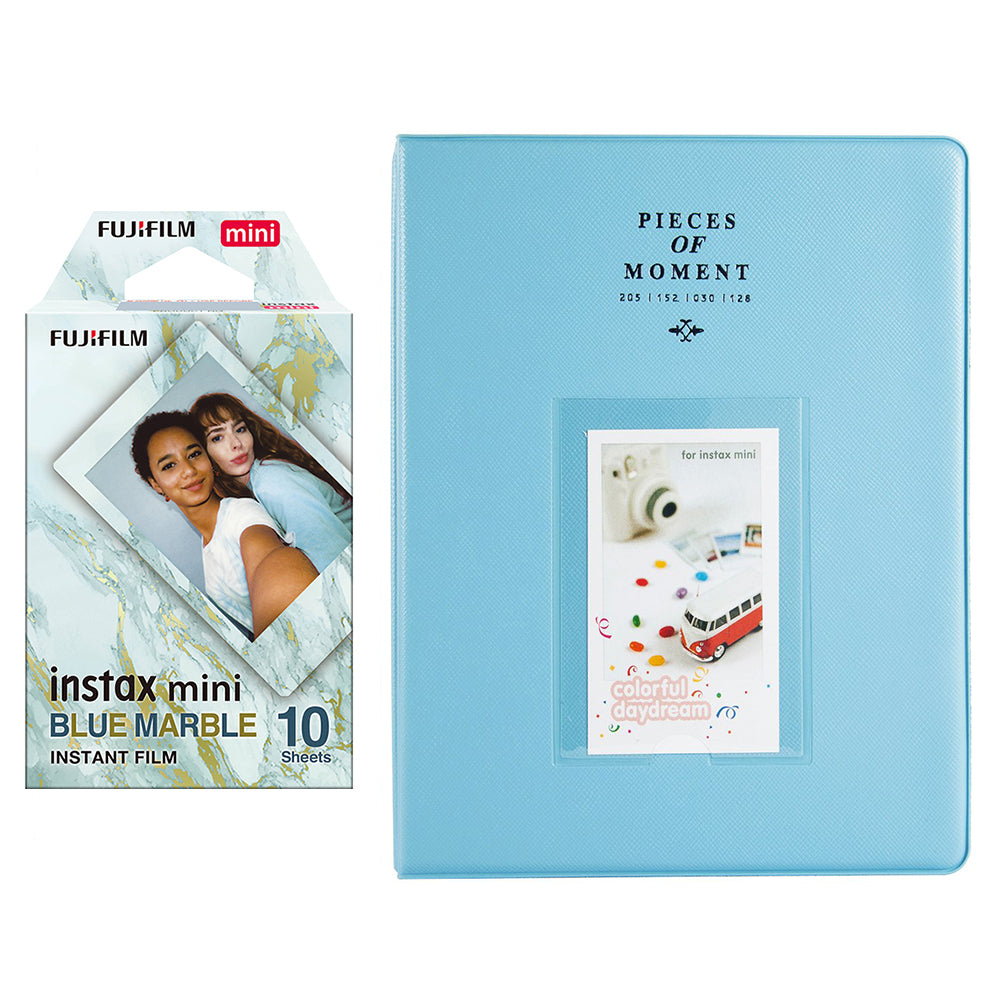 Fujifilm Instax Mini 10X1 blue marble Instant Film With 128-sheet Album for mini film Blue