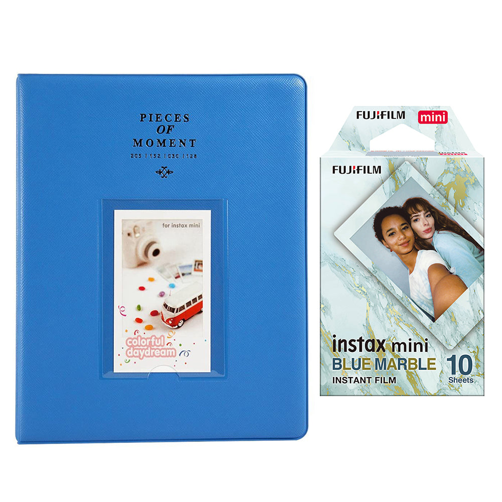 Fujifilm Instax Mini 10X1 blue marble Instant Film With 128-sheet Album for mini film Cobalt blue