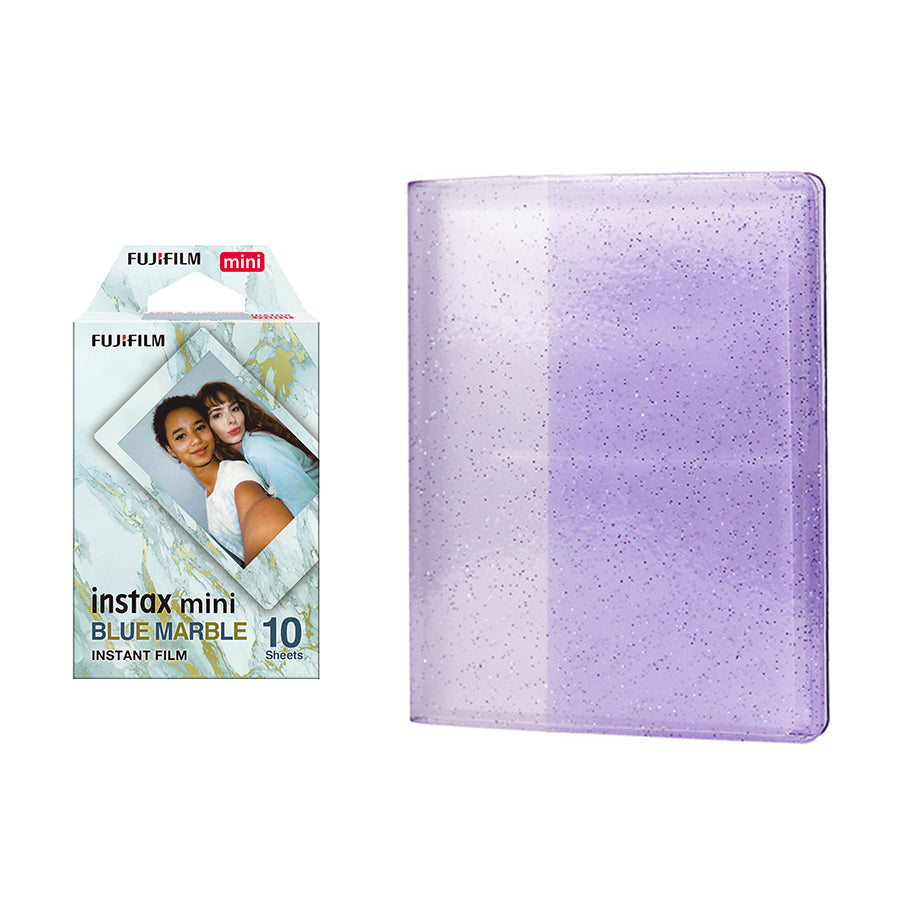 Fujifilm Instax Mini 10X1 blue marble Instant Film with 64-Sheets Album For Mini Film 3 inch lilac purple