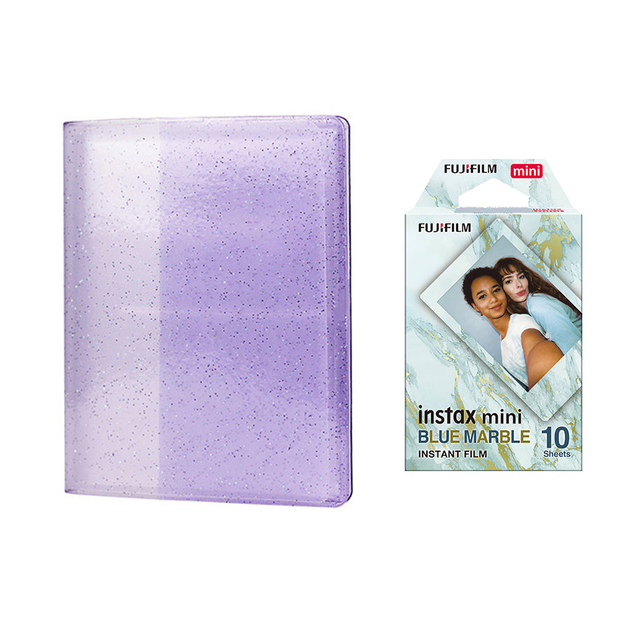 Fujifilm Instax Mini 10X1 blue marble Instant Film with 64-Sheets Album For Mini Film 3 inch lilac purple