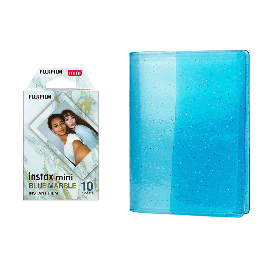 Fujifilm Instax Mini 10X1 blue marble Instant Film with 64-Sheets Album For Mini Film 3 inch Sky blue