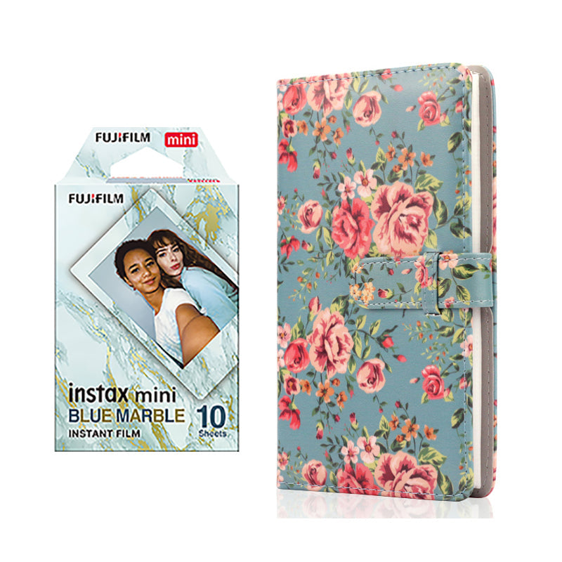 Fujifilm Instax Mini 10X1 blue marble Instant Film with 96-sheet Album for mini film Blue rose