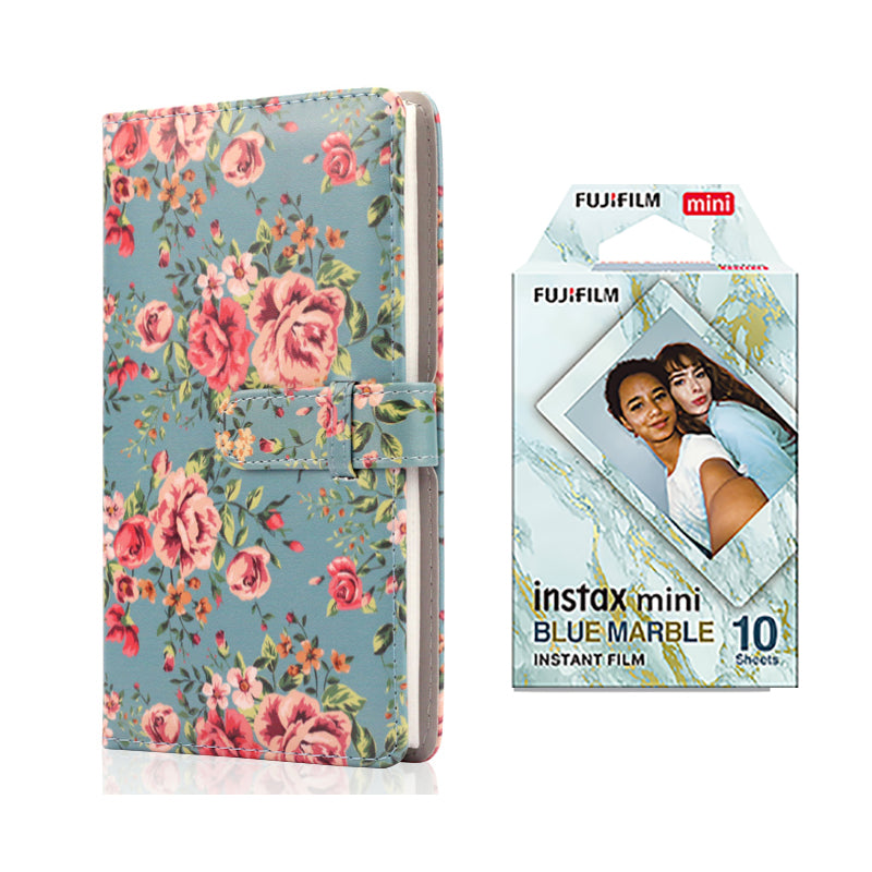 Fujifilm Instax Mini 10X1 blue marble Instant Film with 96-sheet Album for mini film Blue rose