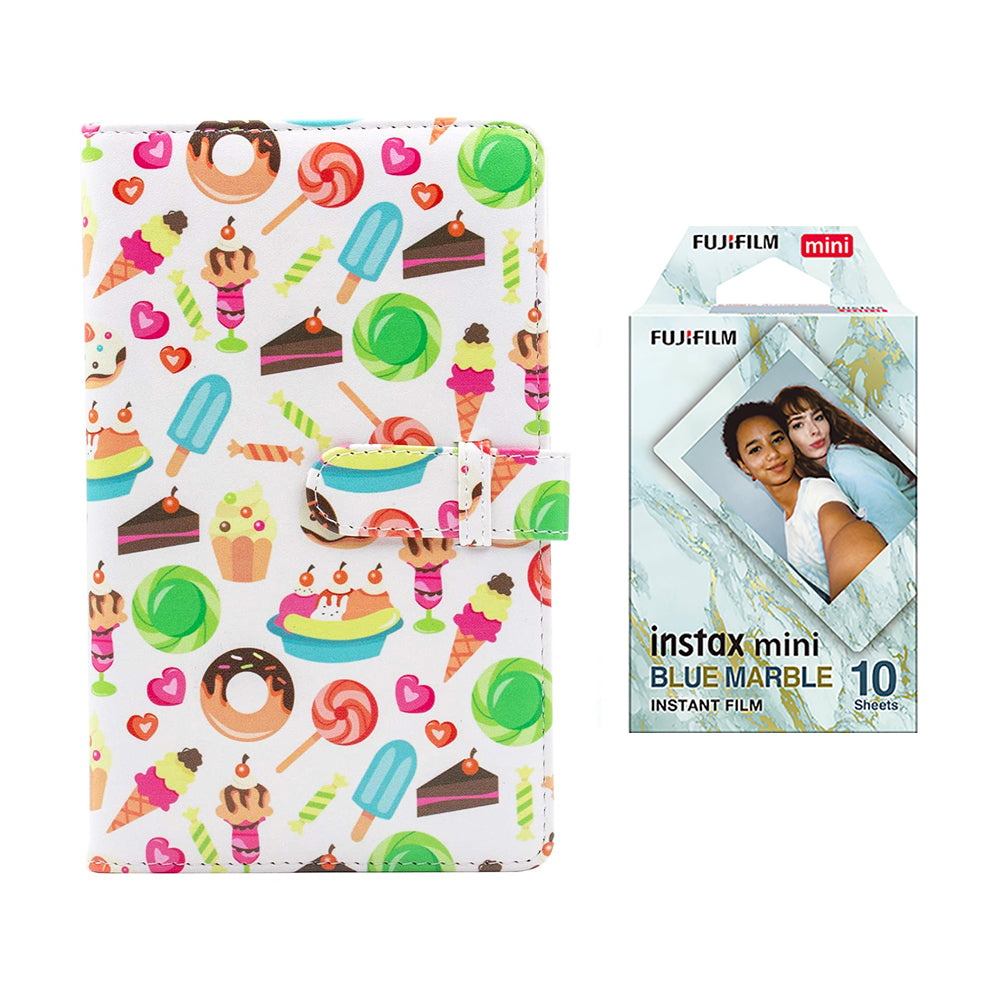 Fujifilm Instax Mini 10X1 blue marble Instant Film with 96-sheet Album for mini film Dessert