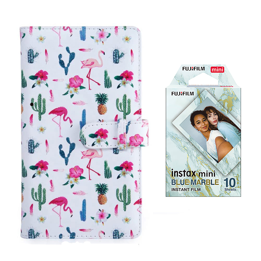 Fujifilm Instax Mini 10X1 blue marble Instant Film with 96-sheet Album for mini film Flamingo catus