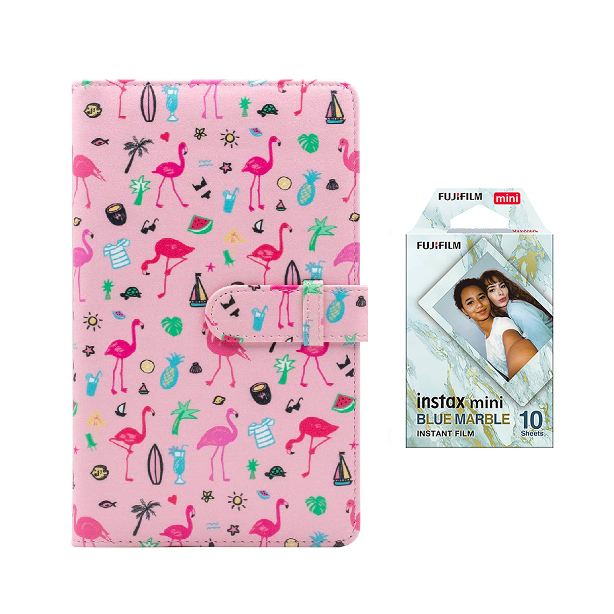 Fujifilm Instax Mini 10X1 blue marble Instant Film with 96-sheet Album for mini film Flamingo watermelon