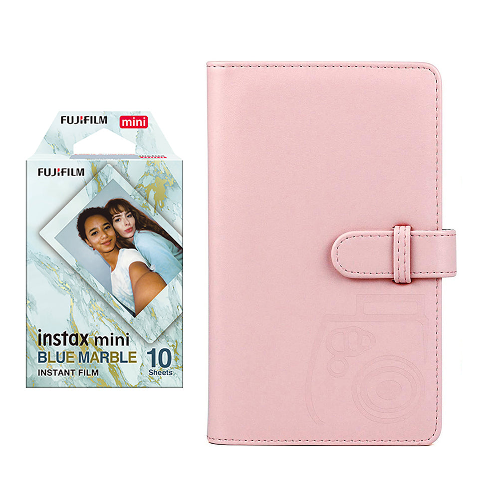 Fujifilm Instax Mini 10X1 blue marble Instant Film with 96-sheet Album for mini film Blush pink