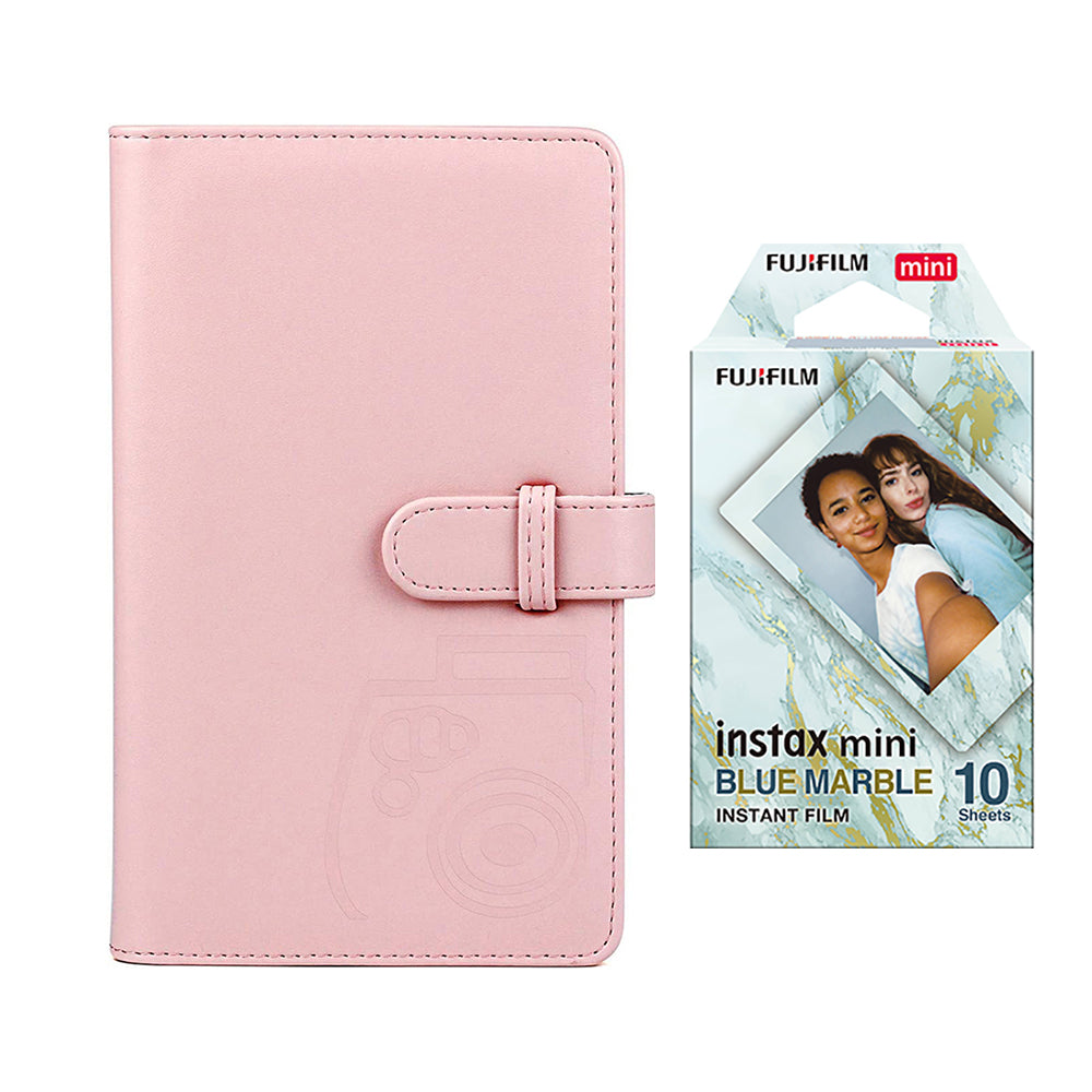 Fujifilm Instax Mini 10X1 blue marble Instant Film with 96-sheet Album for mini film Blush pink