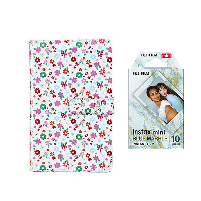 Fujifilm Instax Mini 10X1 blue marble Instant Film with 96-sheet Album for mini film Flower