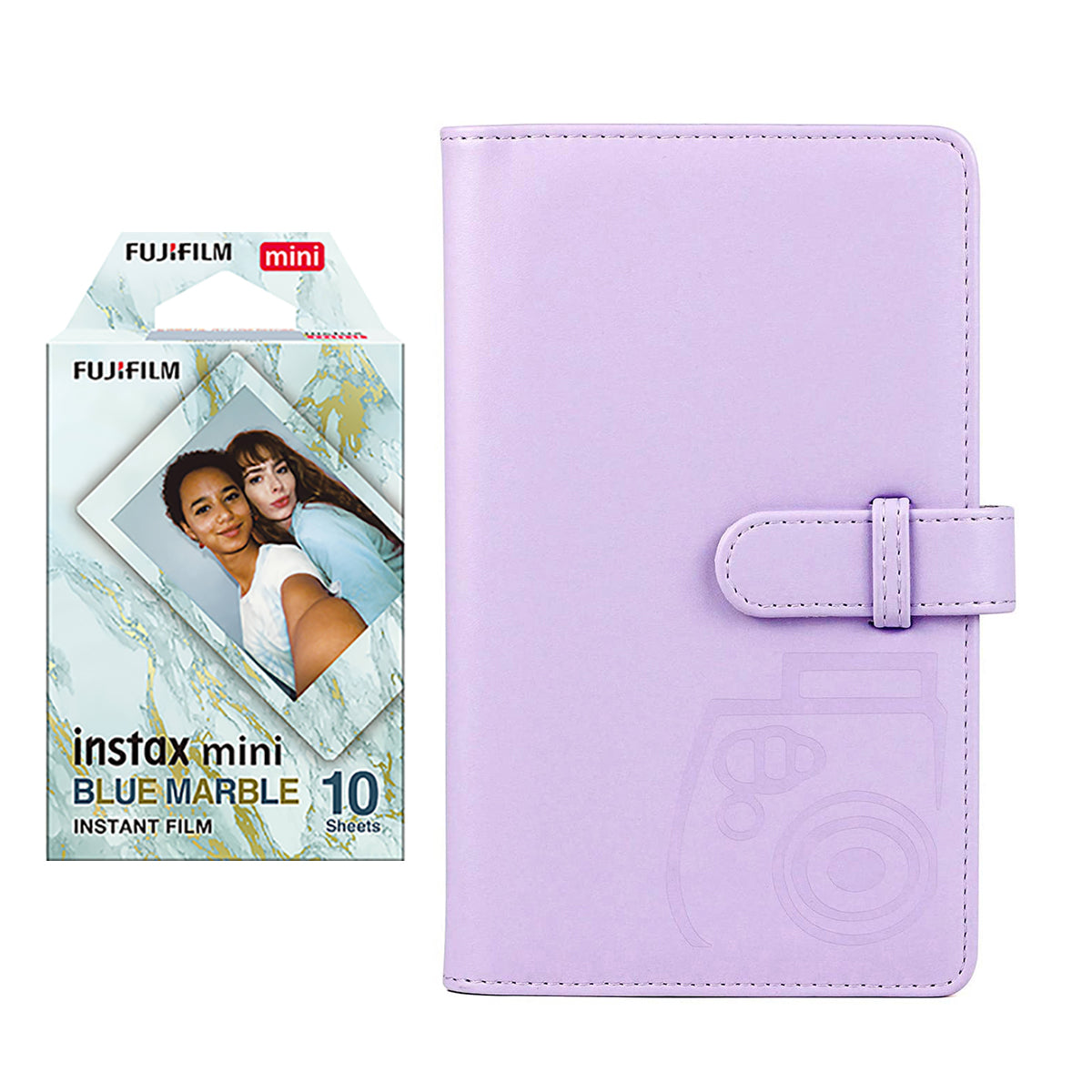 Fujifilm Instax Mini 10X1 blue marble Instant Film with 96-sheet Album for mini film Lilac purple