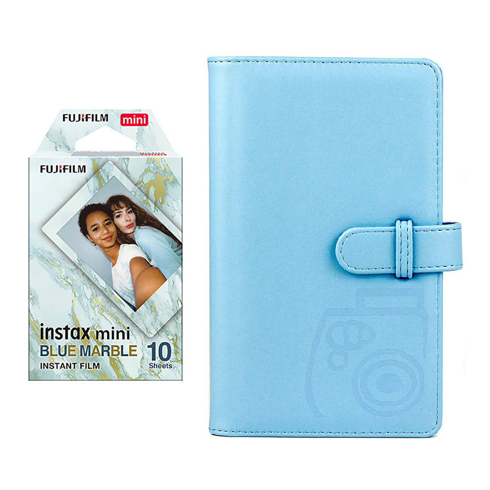 Fujifilm Instax Mini 10X1 blue marble Instant Film with 96-sheet Album for mini film Sky blue