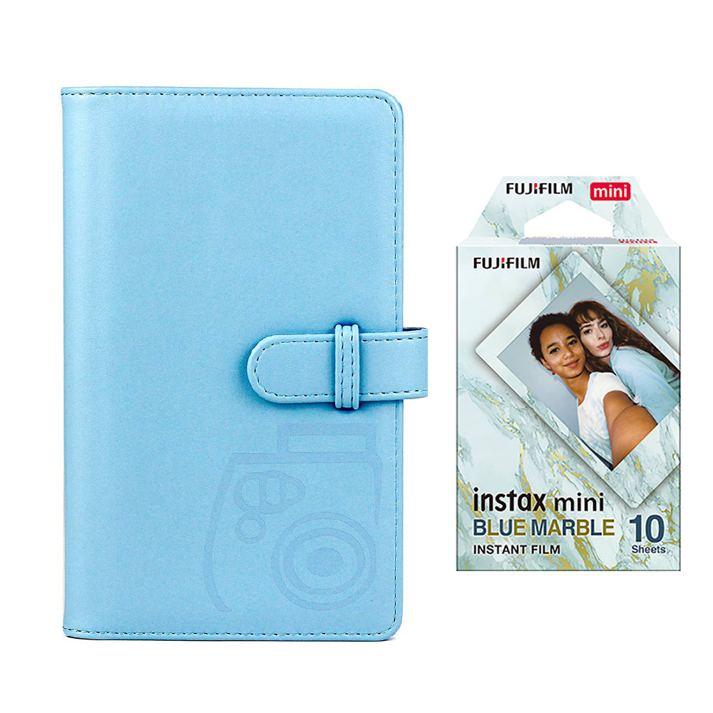 Fujifilm Instax Mini 10X1 blue marble Instant Film with 96-sheet Album for mini film Sky blue