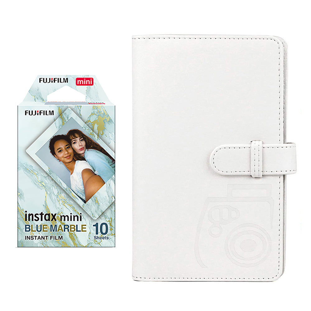 Fujifilm Instax Mini 10X1 blue marble Instant Film with 96-sheet Album for mini film lce white