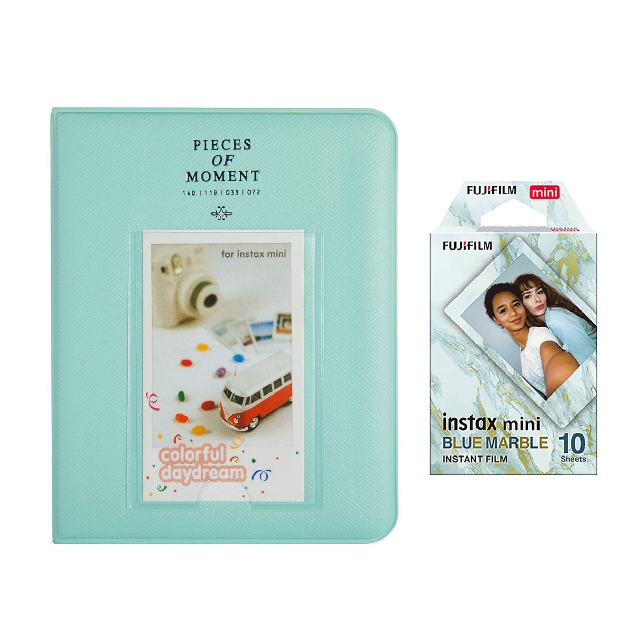 Fujifilm Instax Mini 10X1 blue marble Instant Film with Instax Time Photo Album 64 Sheets Ice blue