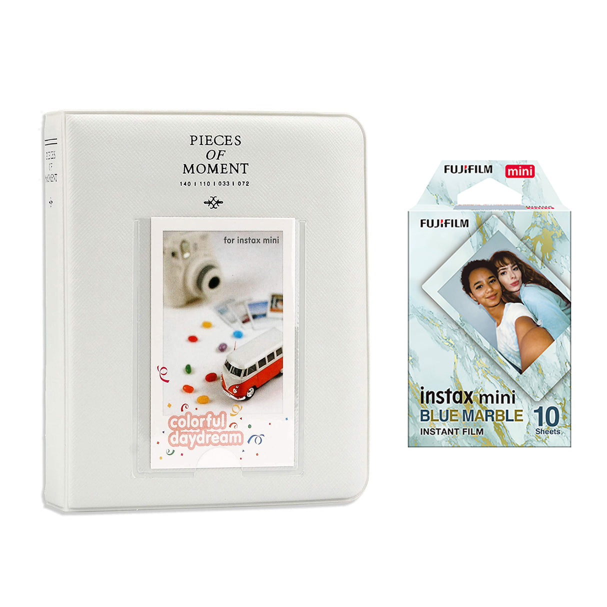 Fujifilm Instax Mini 10X1 blue marble Instant Film with Instax Time Photo Album 64 Sheets Ice white