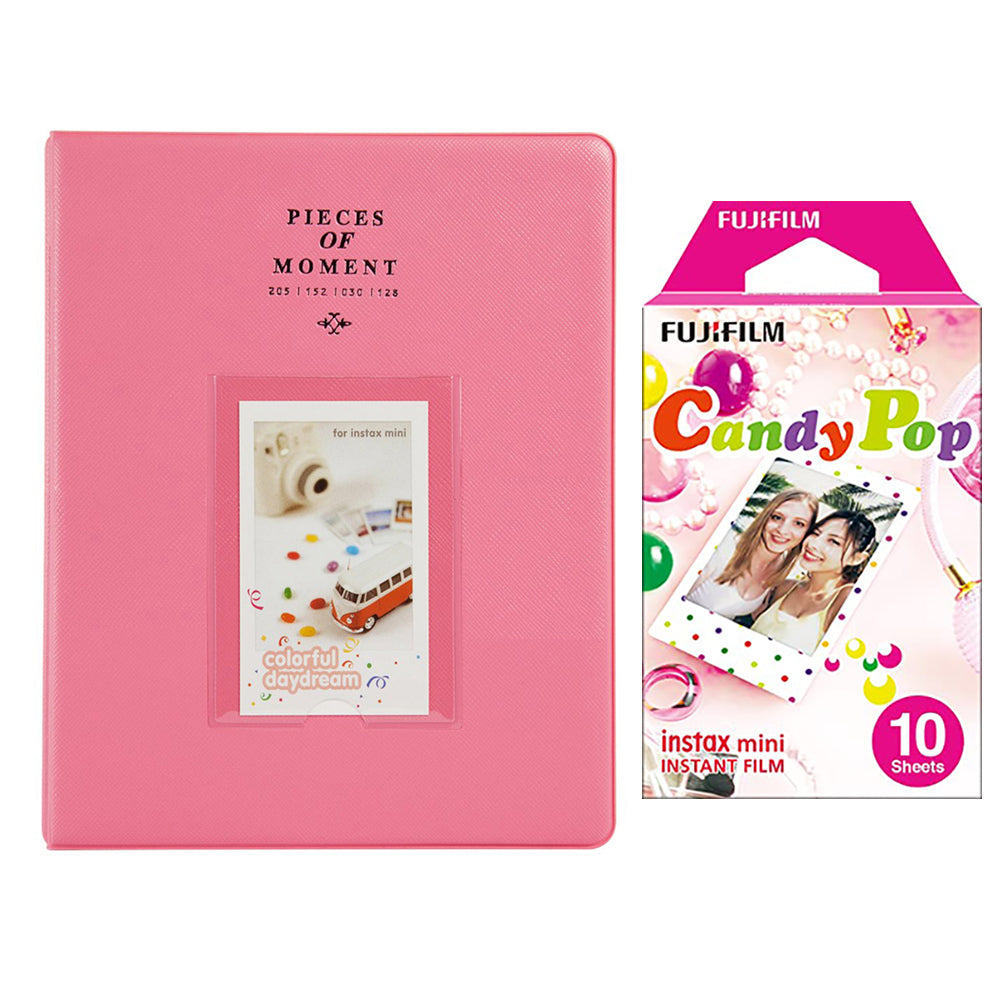 Fujifilm Instax Mini 10X1 candy pop Instant Film With 128-sheet Album for mini film Flamingo pink