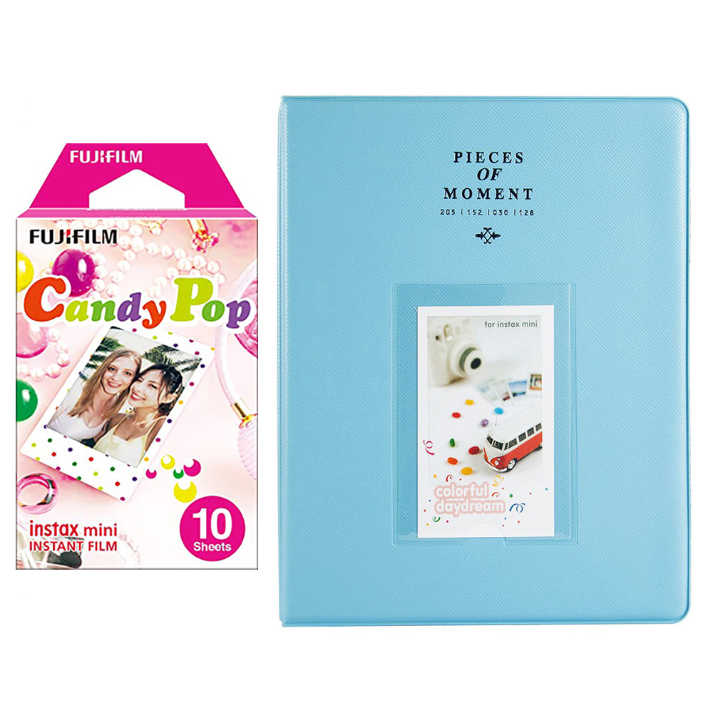 Fujifilm Instax Mini 10X1 candy pop Instant Film With 128-sheet Album for mini film Blue