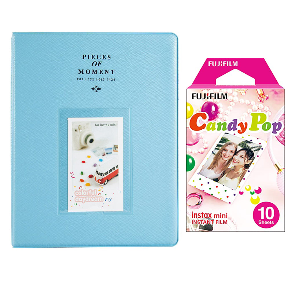 Fujifilm Instax Mini 10X1 candy pop Instant Film With 128-sheet Album for mini film Blue
