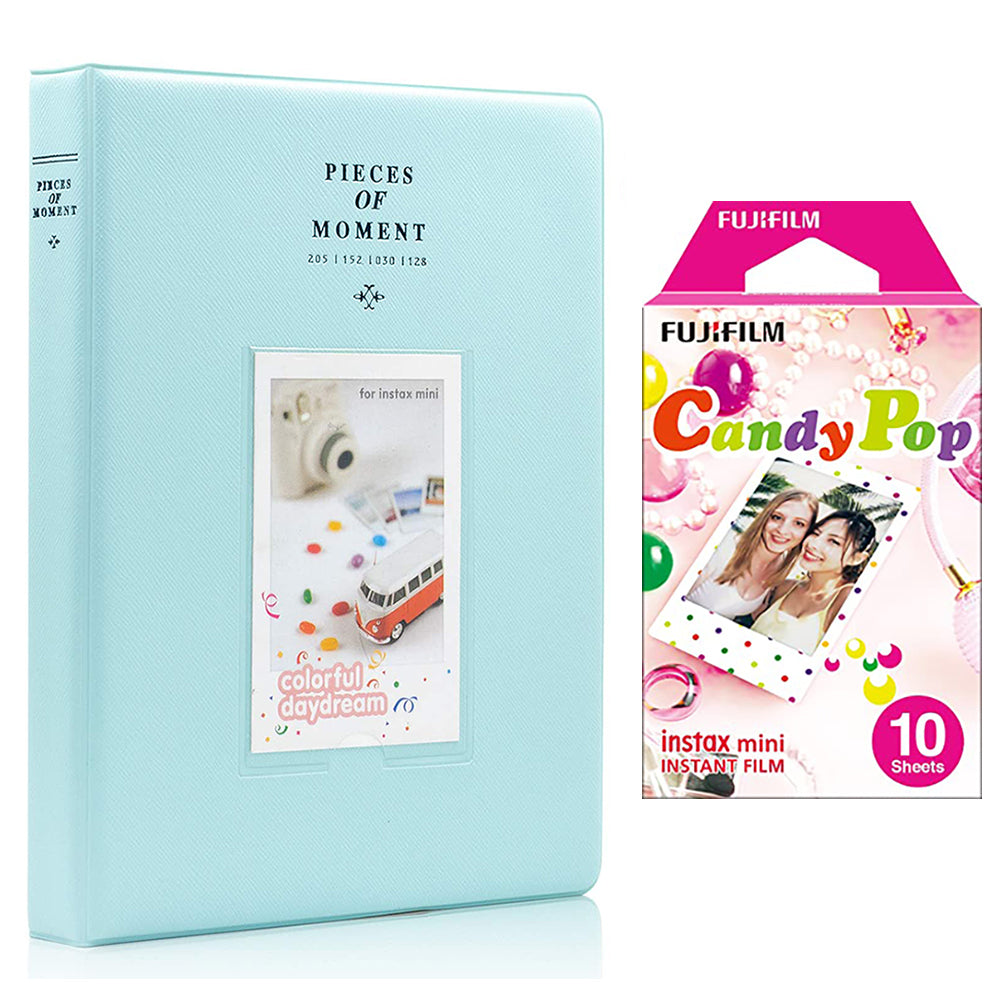 Fujifilm Instax Mini 10X1 candy pop Instant Film With 128-sheet Album for mini film Ice blue