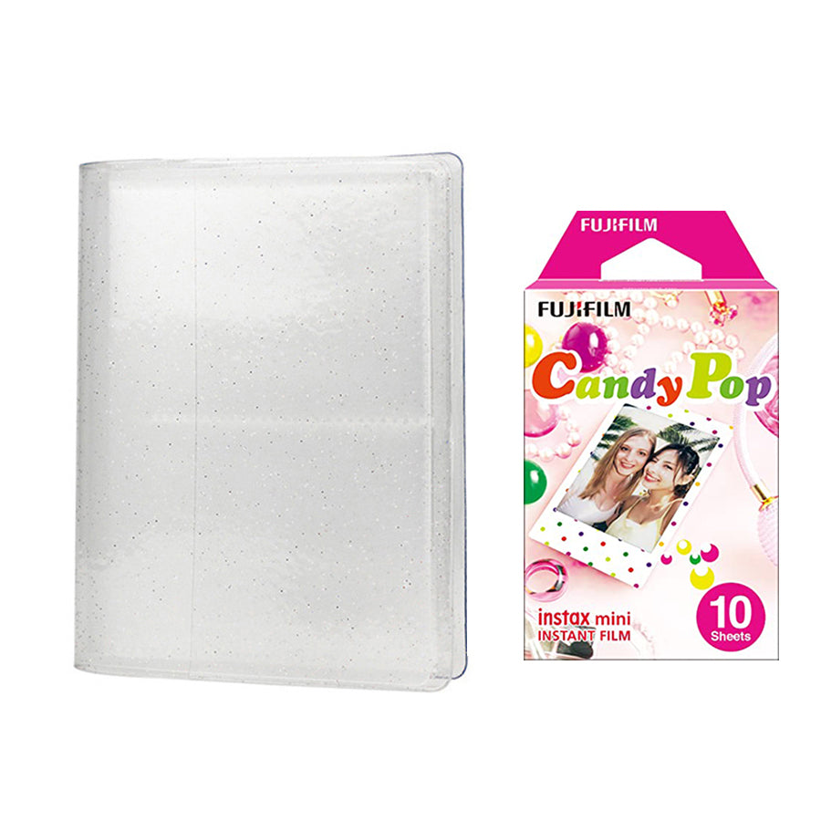 Fujifilm Instax Mini 10X1 candy pop Instant Film with 64-Sheets Album For Mini Film 3 inch lce white