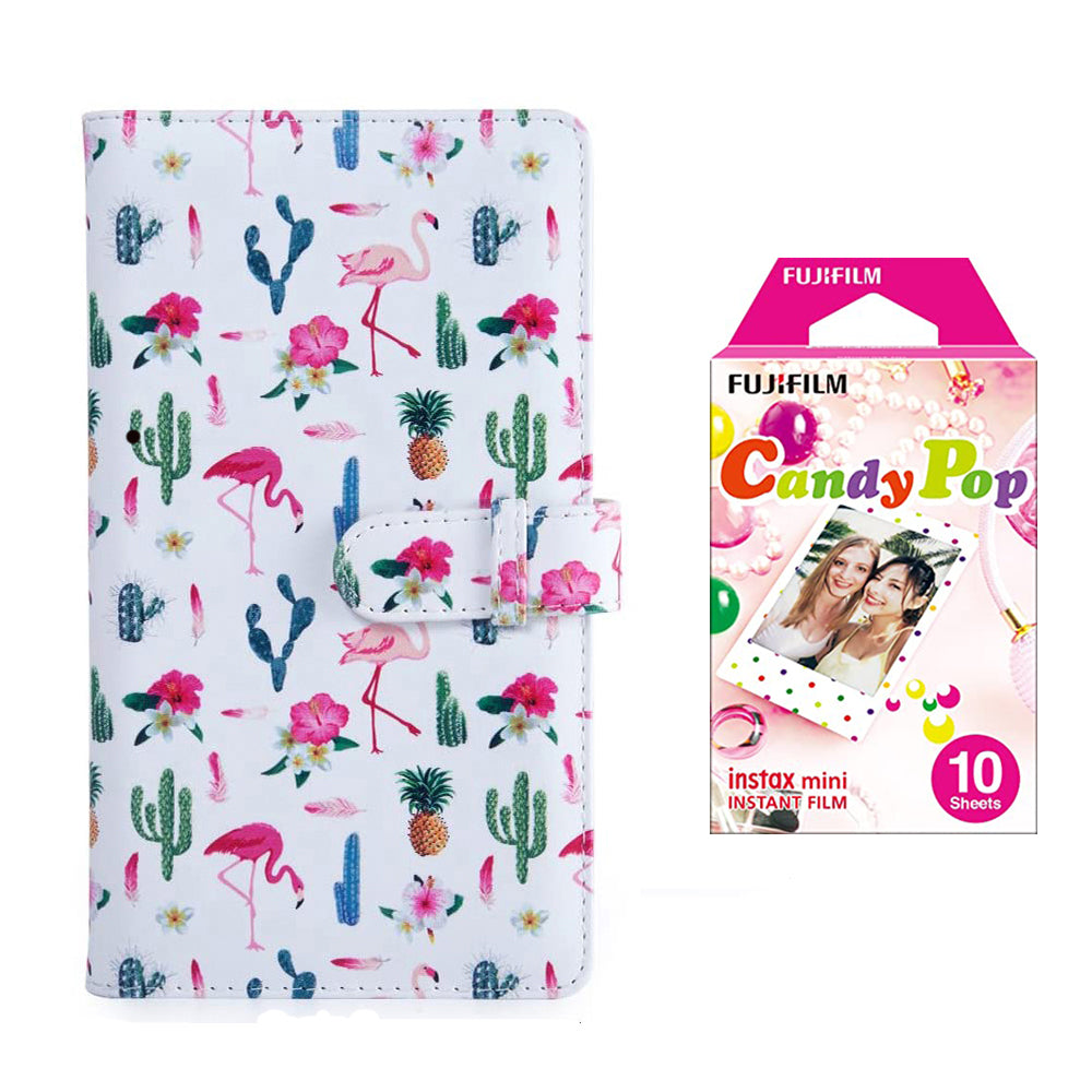 Fujifilm Instax Mini 10X1 candy pop Instant Film with 96-sheet Album for mini film Flamingo catus