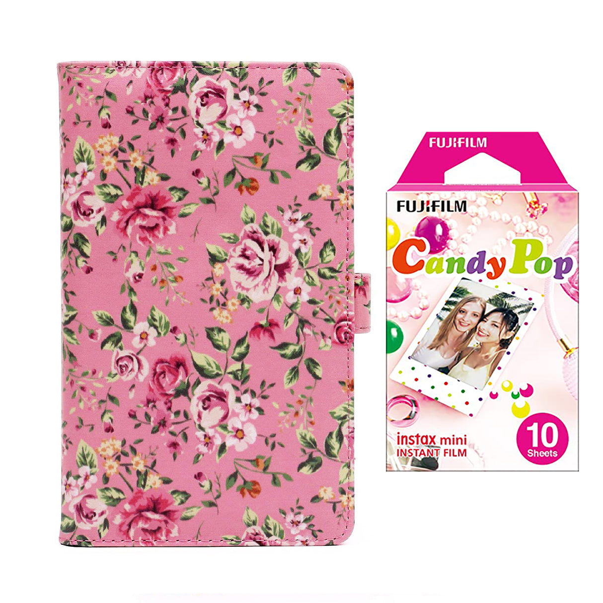 Fujifilm Instax Mini 10X1 candy pop Instant Film with 96-sheet Album for mini film Pink rose