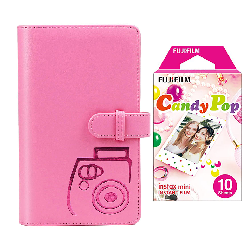 Fujifilm Instax Mini 10X1 candy pop Instant Film with 96-sheet Album for mini film Flamingo pink
