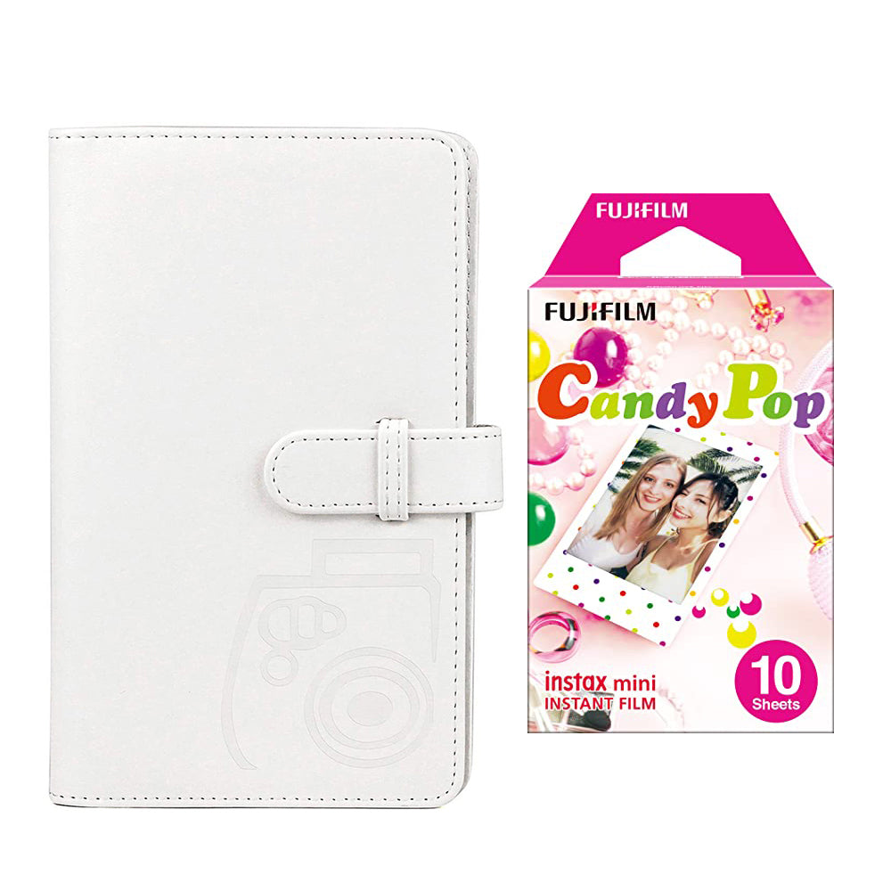 Fujifilm Instax Mini 10X1 candy pop Instant Film with 96-sheet Album for mini film lce white