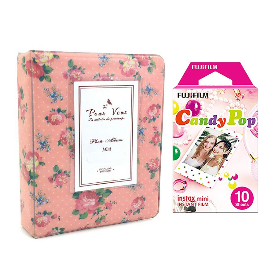 Fujifilm Instax Mini 10X1 candy pop Instant Film with Instax Time Photo Album 64 Sheets (Beautiful flower)