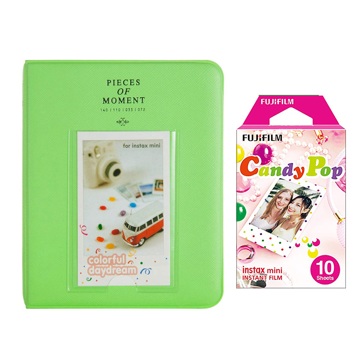 Fujifilm Instax Mini 10X1 candy pop Instant Film with Instax Time Photo Album 64 Sheets Lime green