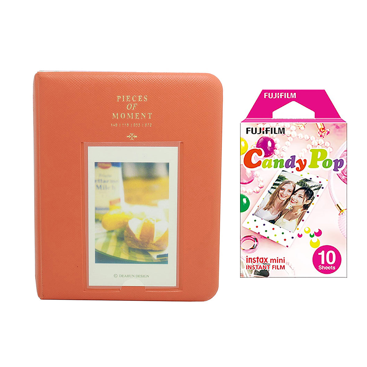 Fujifilm Instax Mini 10X1 candy pop Instant Film with Instax Time Photo Album 64 Sheets Orange