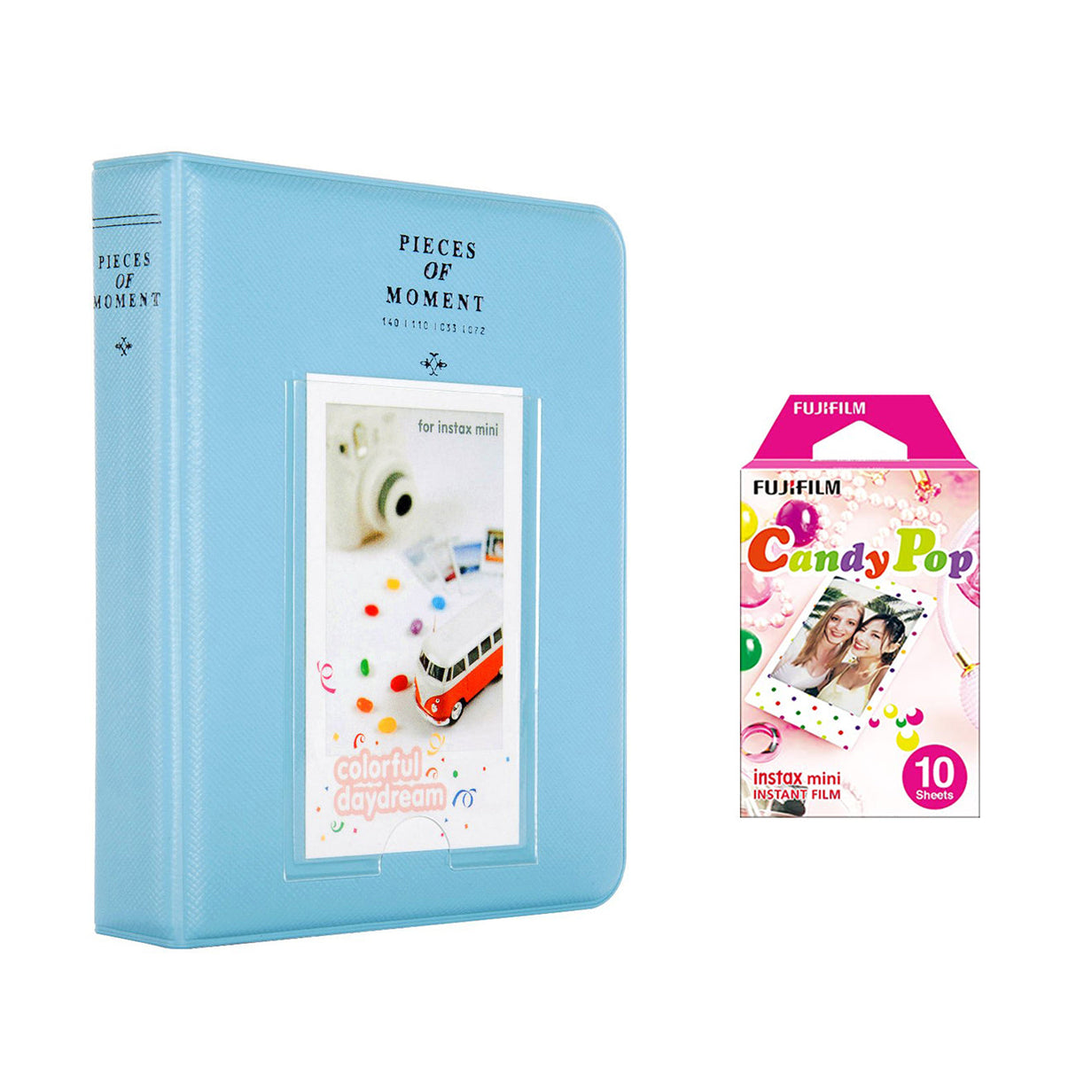Fujifilm Instax Mini 10X1 candy pop Instant Film with Instax Time Photo Album 64 Sheets Sky blue