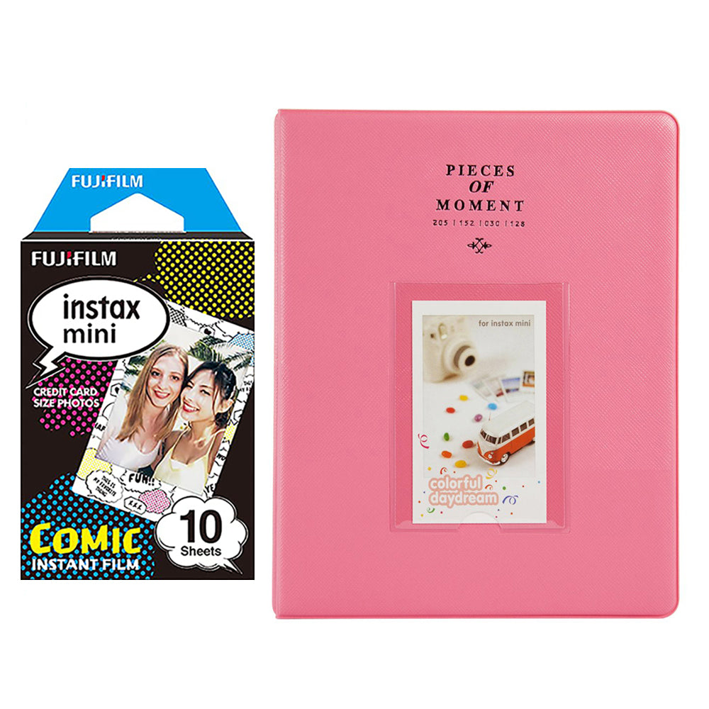 Fujifilm Instax Mini 10X1 comic Instant Film With 128-sheet Album for mini film Flamingo pink
