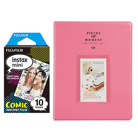 Fujifilm Instax Mini 10X1 comic Instant Film With 128-sheet Album for mini film Flamingo pink
