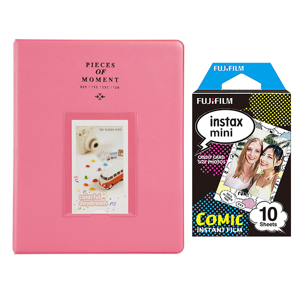 Fujifilm Instax Mini 10X1 comic Instant Film With 128-sheet Album for mini film Flamingo pink