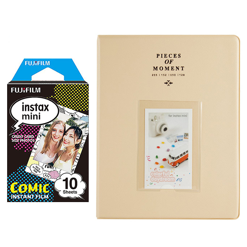 Fujifilm Instax Mini 10X1 comic Instant Film With 128-sheet Album for mini film Beige