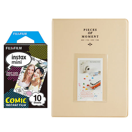 Fujifilm Instax Mini 10X1 comic Instant Film With 128-sheet Album for mini film Beige