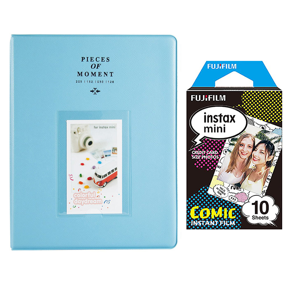 Fujifilm Instax Mini 10X1 comic Instant Film With 128-sheet Album for mini film Blue