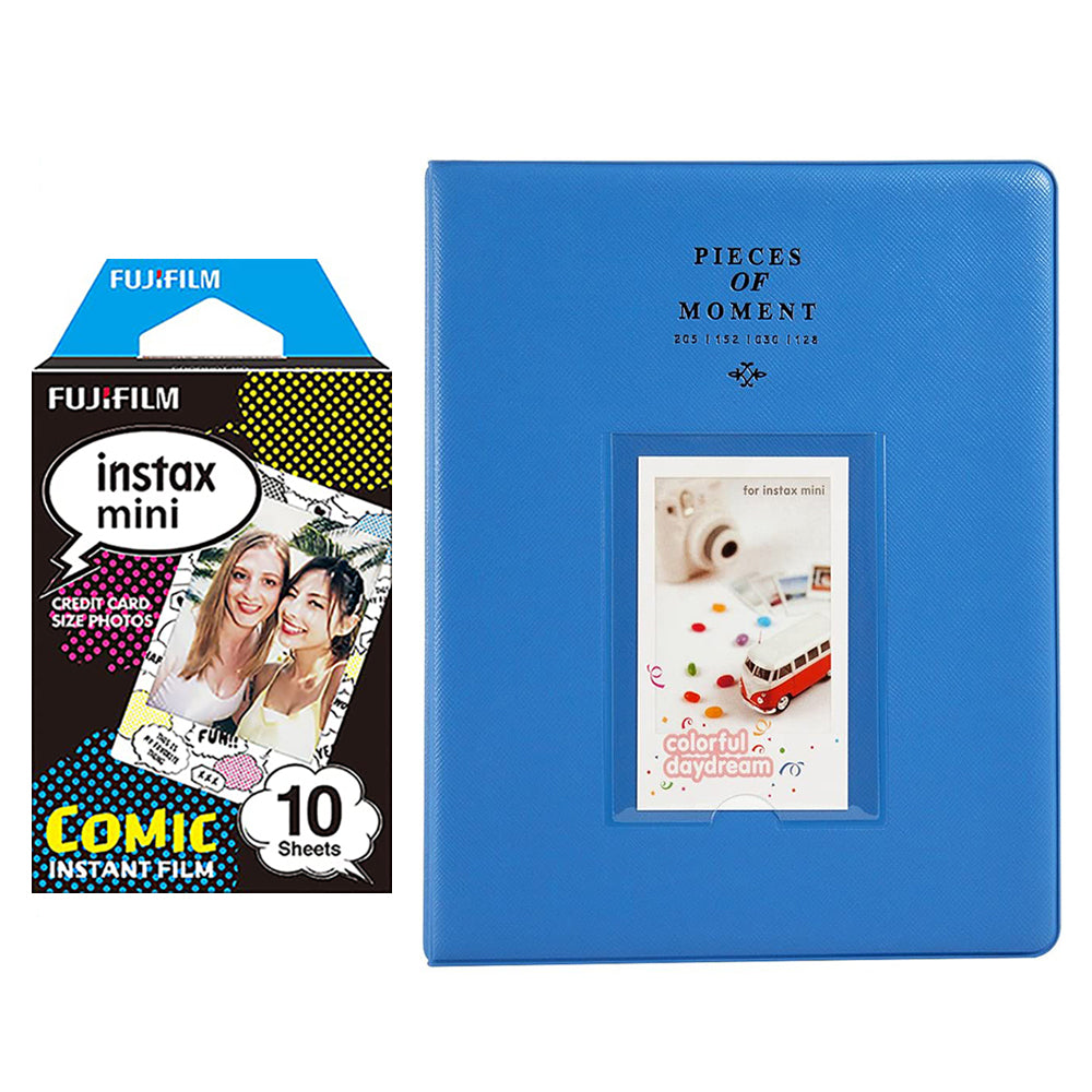 Fujifilm Instax Mini 10X1 comic Instant Film With 128-sheet Album for mini film Cobalt blue