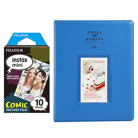 Fujifilm Instax Mini 10X1 comic Instant Film With 128-sheet Album for mini film Cobalt blue