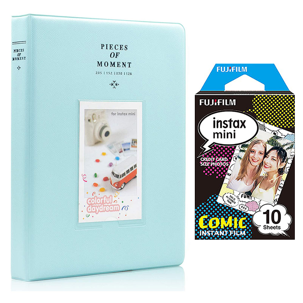 Fujifilm Instax Mini 10X1 comic Instant Film With 128-sheet Album for mini film Ice blue