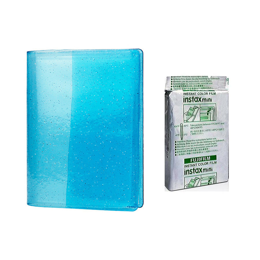 Fujifilm Instax Mini 10X1 comic Instant Film with 64-Sheets Album For Mini Film 3 inch Sky blue