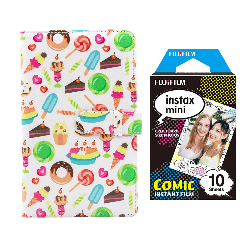 Fujifilm Instax Mini 10X1 comic Instant Film with 96-sheet Album for mini film Dessert