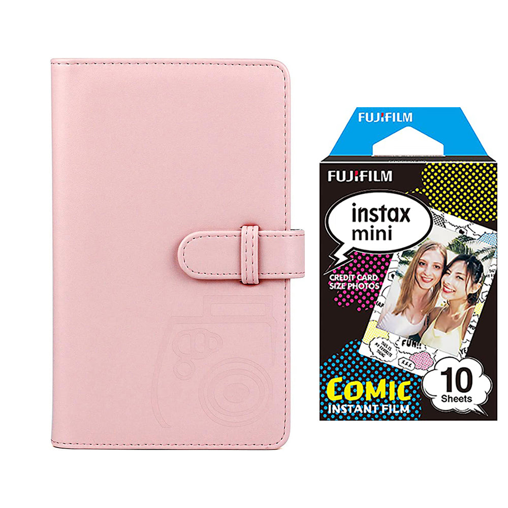 Fujifilm Instax Mini 10X1 comic Instant Film with 96-sheet Album for mini film Blush pink