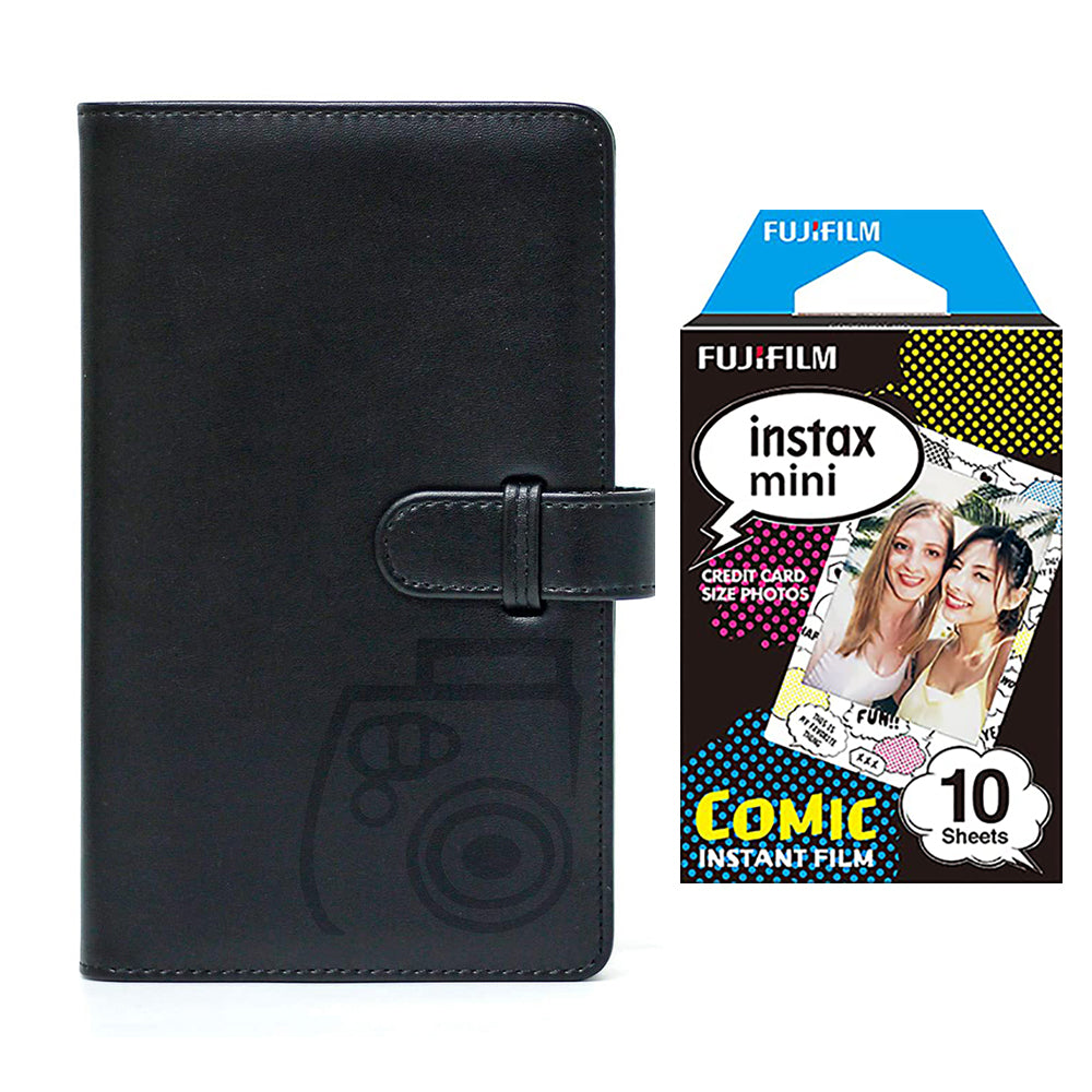 Fujifilm Instax Mini 10X1 comic Instant Film with 96-sheet Album for mini film Charcoal gray