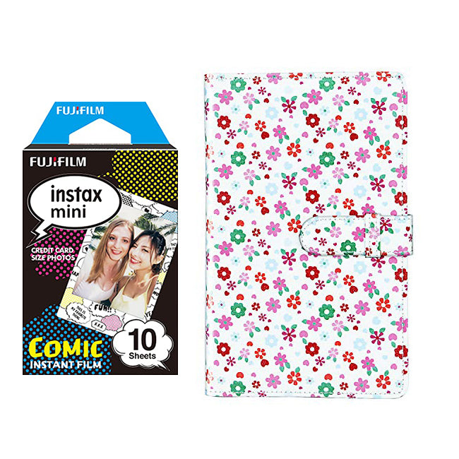 Fujifilm Instax Mini 10X1 comic Instant Film with 96-sheet Album for mini film Flower