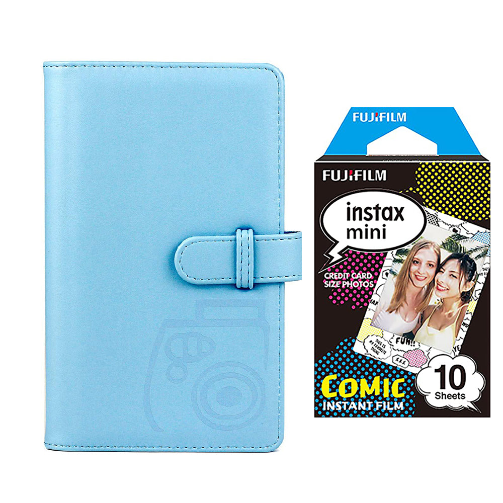 Fujifilm Instax Mini 10X1 comic Instant Film with 96-sheet Album for mini film Sky blue