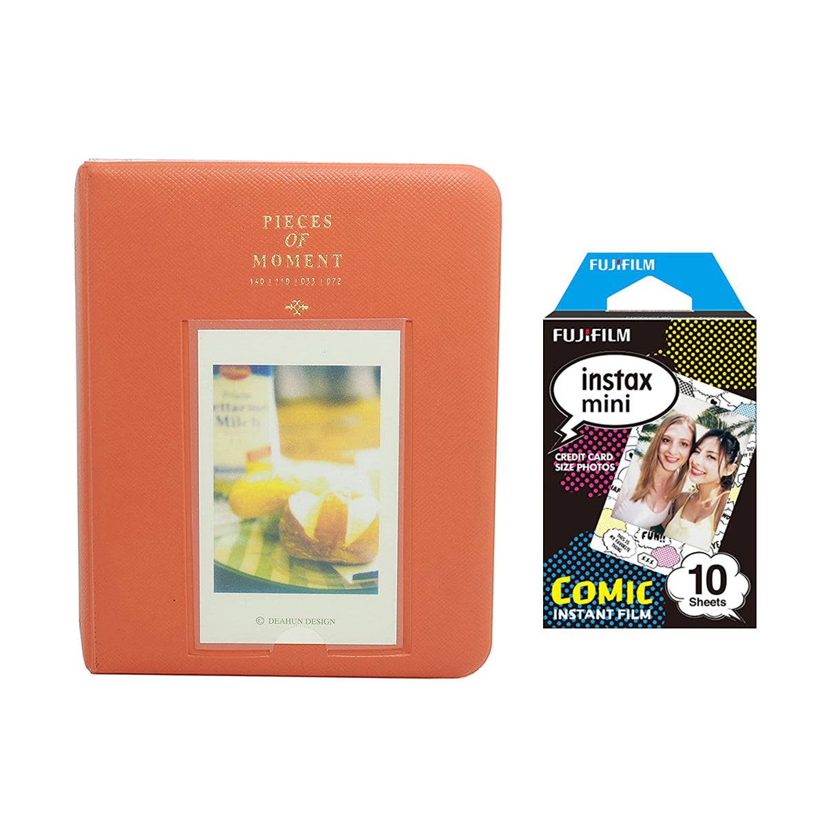 Fujifilm Instax Mini 10X1 comic Instant Film with Instax Time Photo Album 64 Sheets Orange